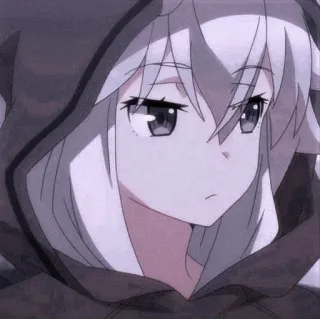 🤍 anime, girl, hoodie, white hair, manga, cartoon whatsapp sticker