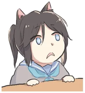 😨 Anime, Chica, Orejas de gato, Dibujo animado, Lindo, Chibi, Kawaii, Ilustración telegram sticker