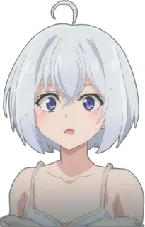 😦 Anime, Mädchen, Weißes Haar, Süß, Charakter telegram sticker