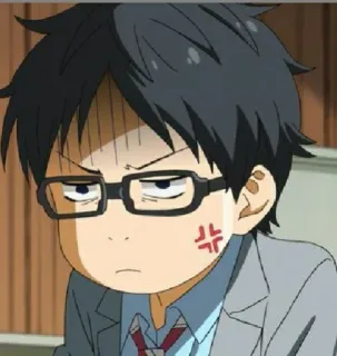 🤬 anime, angry, frustrated, glasses telegram sticker