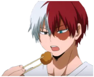 🥢 Shoto Todoroki My Hero Academia 动漫, 漫画, 火, 冰, 吃 telegram sticker