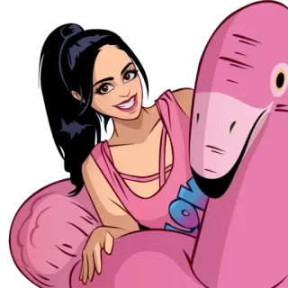 🏄‍♀ mujer, flamenco, verano, piscina, dibujos animados, diversión, chica, nadar telegram sticker