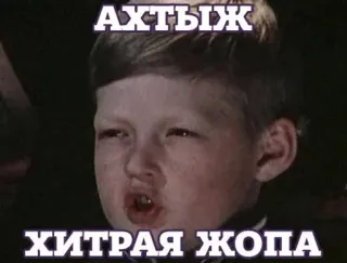 😮 АХТЫЖ
ХИТРАЯ ЖОПА meme, russian, boy, offensive telegram sticker