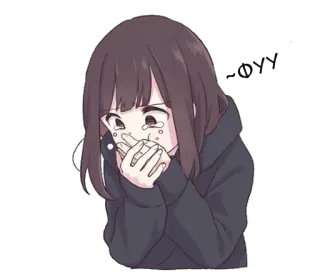 🤢 animé, fille, pleurs, triste, émotionnel telegram sticker