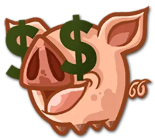 💰 porco, símbolos de dólar, dinheiro, desenho animado, animal, riqueza telegram sticker