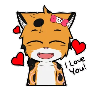 ❤ I Love You! Katze, Herzen, Liebe, Niedlich, Cartoon telegram sticker