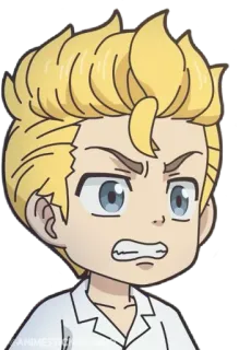 💫 Anime, Manga, En colère, Blond, Personnage whatsapp sticker