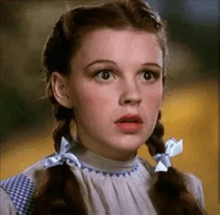 🌿 Dorothy Gale The Wizard of Oz Dorothy, Judy Garland, Wizard of Oz, movie, character, scared, frightened telegram sticker