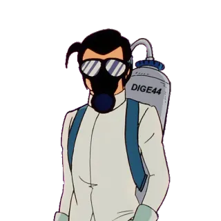 ☣ DIGE44 gas mask, protective gear, hazmat suit, cartoon, character telegram sticker