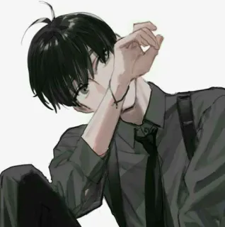📖 Anime, Chico, pelo oscuro, Ilustración whatsapp sticker