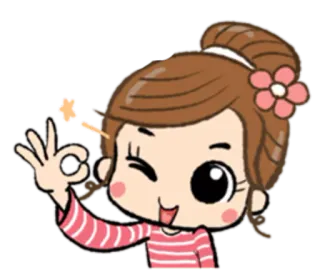 👌 Desenho animado, Mulher, Fofo, OK, Piscadela telegram sticker