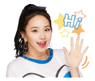 👋 Hi oi, olá, aceno, estrelas, mulher, kpop whatsapp sticker