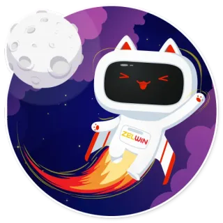 🚀 ZELWIN 猫, 宇宙飛行士, 宇宙, ロケット, 月, 漫画, かわいい telegram sticker
