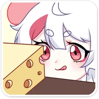 🧀 Chica anime, Queso, Lindo, Dibujo animado, Reconfortante, Comida, Kawaii telegram sticker