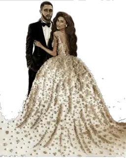 ❤️ couple, mariage, robe, robe de soirée, cérémonie, illustration, romance telegram sticker