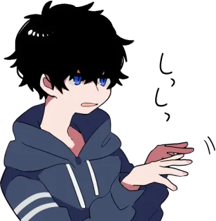 😑 しっしっ Anime, Sticker, Anime Boy, Tóc đen, Dễ thương telegram sticker