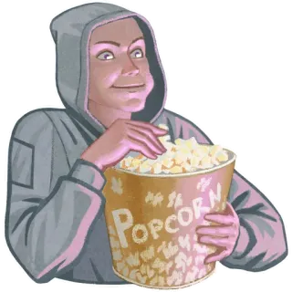 🤓 Popcorn eten, snack, film, theater telegram sticker
