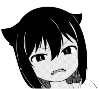 🤮 anime, cat ears, manga, expression, cartoon, black and white whatsapp sticker