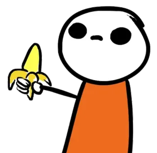 🍌 adesivo, desenho animado, banana, personagem, simples, fruta whatsapp sticker