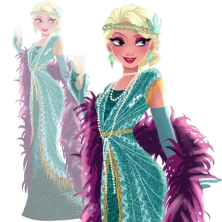 🥂 Elsa Frozen Мультфильм, Дисней, Эльза, Холодное сердце, Платье, Флэппер telegram sticker