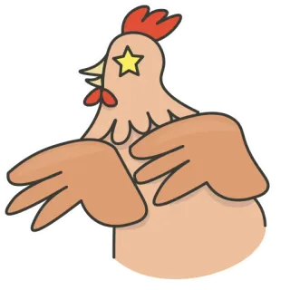 🤩 pollo, animal, pájaro, estrella, dibujos animados whatsapp sticker