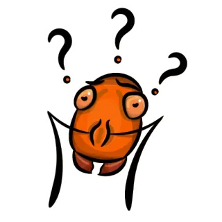 ❔ pergunta, confuso, laranja, criatura, pensando, incerto, curioso telegram sticker