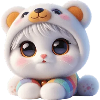 🥹 귀여운, 카와이, 고양이, 곰, 무지개, 스티커 telegram sticker