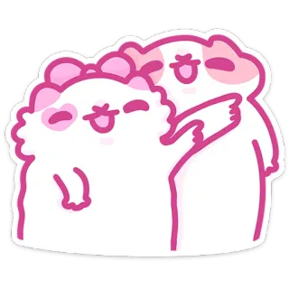 😝 Kreskówka, Zwierzęta, Para, Słodkie, Kawaii, Miłość, Różowy, Naklejka whatsapp sticker