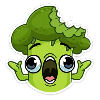 🤷‍♂️ brócolis, vegetal, desenho animado, comida, engraçado, adesivo, fofo, antropomórfico whatsapp sticker