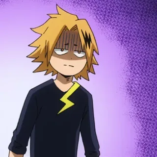 😢 Denki Kaminari My Hero Academia Аниме, Моя геройская академия, Денки Каминари, смущенный, электричество, молния, персонаж whatsapp sticker