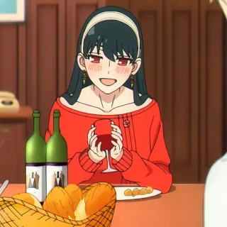 🙂 Yor Forger Spy x Family anime, spy family, yor forger, red wine, cute, dinner telegram sticker