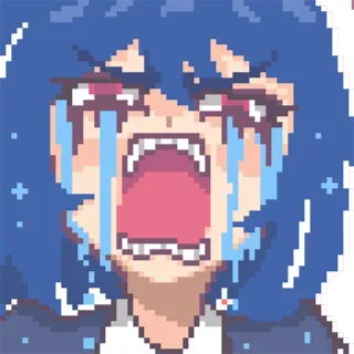 😭 плач, аниме, эмоциональный, грустный, пиксель арт telegram sticker