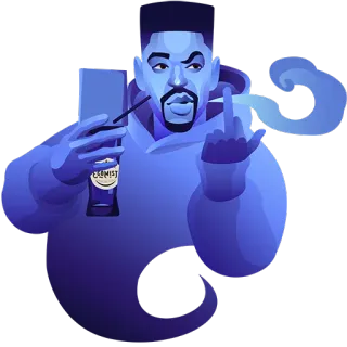 🖕 middelvinger, man, cartoon, personage, drinken, gebaar whatsapp sticker