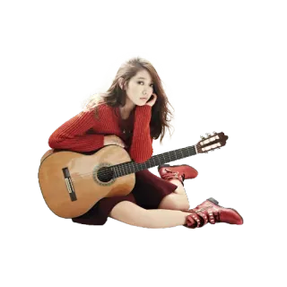 🎸 mulher, guitarra, música, músico, garota, vermelho telegram sticker