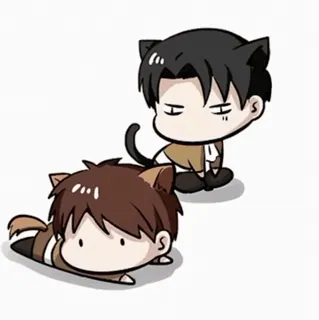🐈‍⬛️ Levi Ackerman Attack on Titan Anime, Cartone animato, Gatto, Chibi, L'attacco dei giganti, Levi telegram sticker