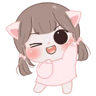 🥰 schattig, anime, cartoon, meisje, knipoog, kawaii telegram sticker