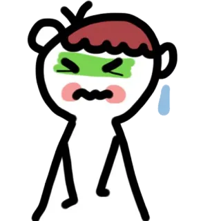 🤢 아픈, 몸이 안 좋은, 만화, 막대기 인간, 슬픈 telegram sticker