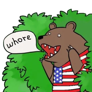 🌳 whore offensive, bear, cartoon, insult telegram sticker