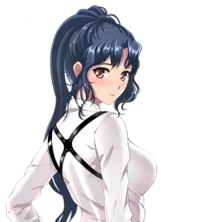 👄 anime, chica, arnés, pelo largo, uniforme escolar telegram sticker