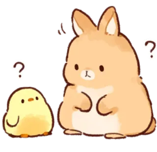❔ rabbit, chick, cute, animal, cartoon, sticker, illustration telegram sticker