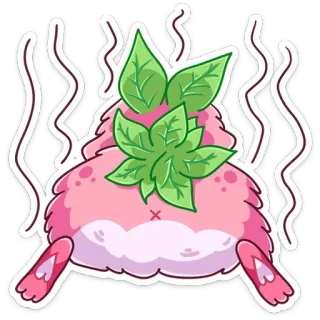 🥵 การ์ตูน, ก้น, สีชมพู, ใบไม้, น่ารัก telegram sticker