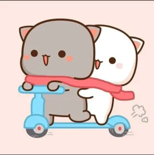 🏍 cats, scooter, cartoon, cute, animals, peach and goma whatsapp sticker