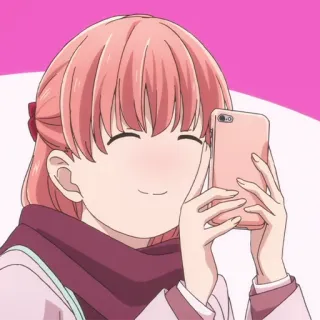 🎀 anime, garota, telefone, selfie, cabelo rosa telegram sticker
