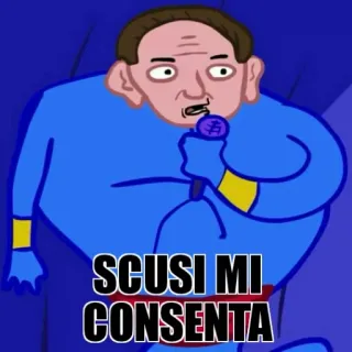 😐 SCUSI MI CONSENTA divertente, cartoni animati, italiano, frase telegram sticker