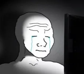 🍭 Wojak, huilen, meme, verdrietig, internet, tekening telegram sticker