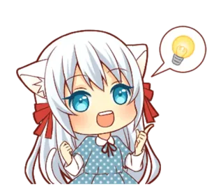 💡 Anime, Chibi, Katzenohren, Glühbirne, Idee telegram sticker