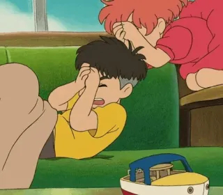 🐽 Anime, Menino, Menina, Esconder, Crianças, Ponyo whatsapp sticker