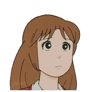 🤔 anime, cartoon, girl, brown hair, sad telegram sticker
