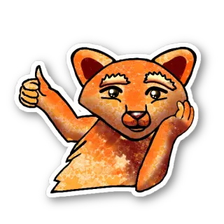 👍 động vật, mèo, thích, hoạt hình, nhãn dán, thân thiện, màu cam telegram sticker