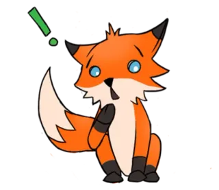 😲 renard, animal, dessin animé, mignon, alerte, exclamation, surpris whatsapp sticker